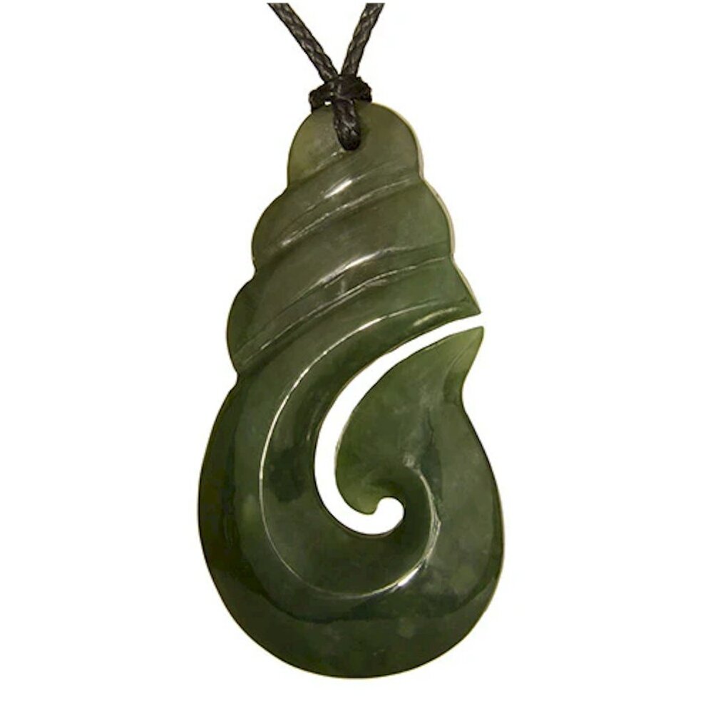 Greenstone Jade Hook Pendant Carved in NZ